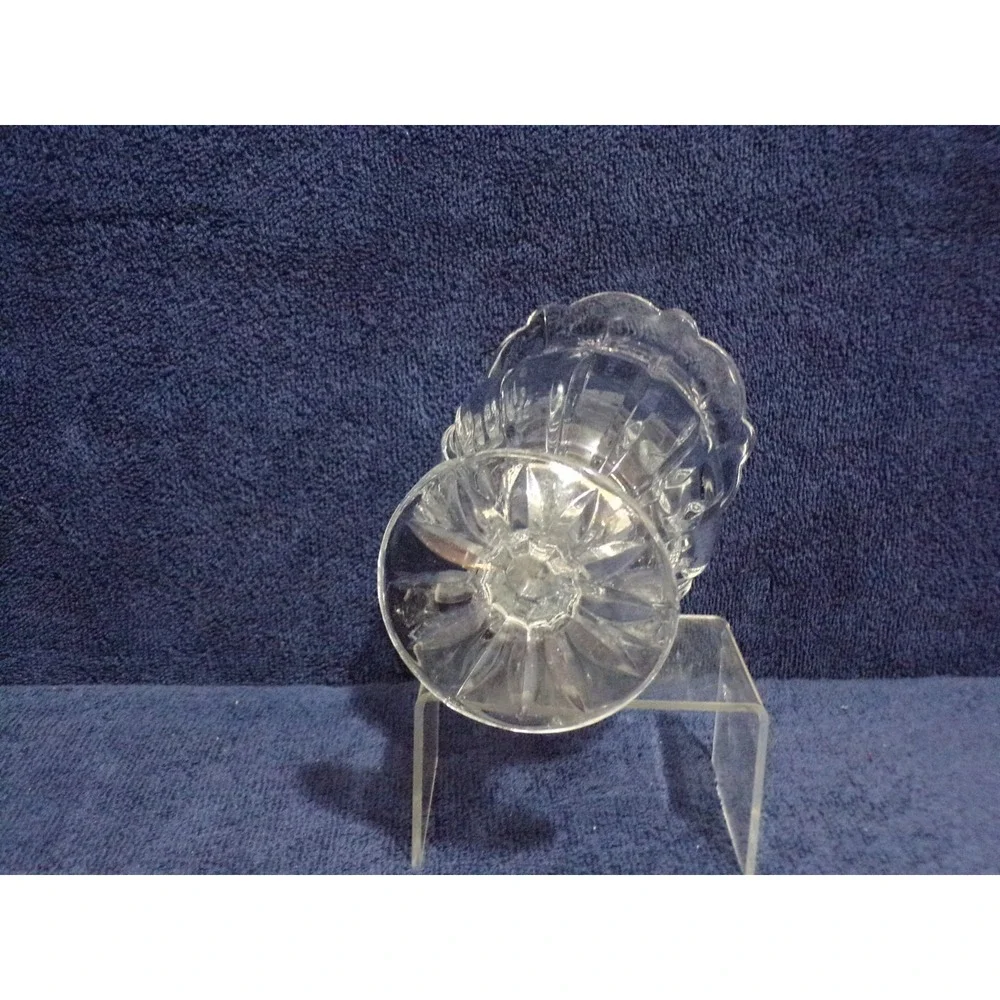 Block Crystal Tulip Garden Hurricane Vase Clear Glass Etched  Pedestal 7
